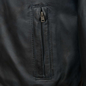 Men's blue leather blouson jacket Will