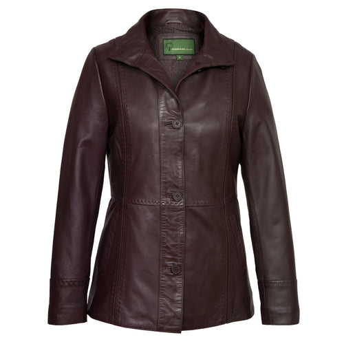 Women's Burgundy Leather Jacket: Maggie