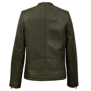 Womens Green leather jacket Trudy