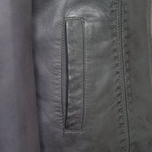 Womens Grey leather jacket May pocket detail