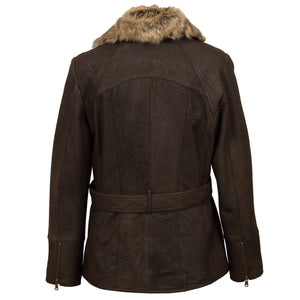 Womens Leather Coat Brown Laura