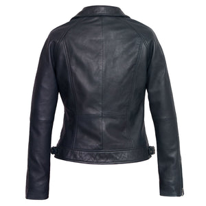 Womens Navy leather jacket viki
