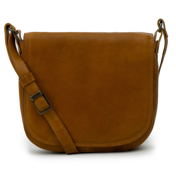 Lizzie: Women's Tan Leather Cross Body Bag