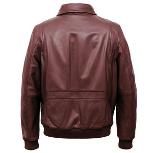 Ashton: Men's Burgundy Collared Leather Jacket