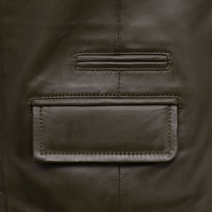 Flynn: Men's Olive Leather Waistcoat