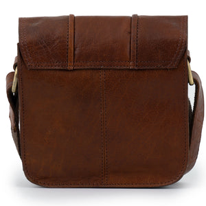 Reverse of the Dawn Women's Leather Cross Body Bag in Cognac Brown 