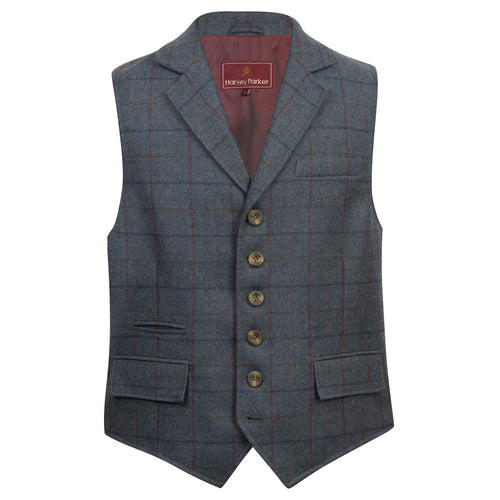 Bodmin: Men's Tweed Blue Waistcoat