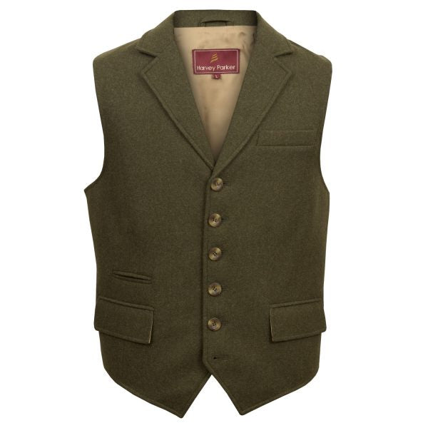 Men's moleskin tweed waistcoat in a green colourway