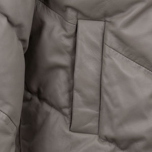 Ellie: Women's Light Grey Padded Leather Coat