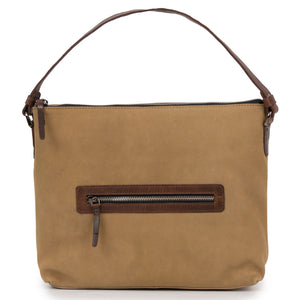 The Allegra Women's Leather Handbag in Camel with Zip detail