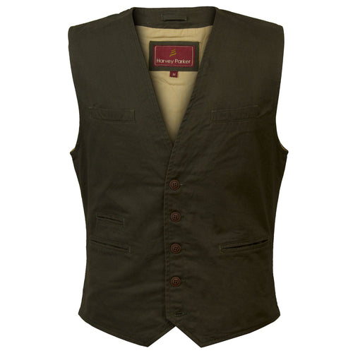 Shaw: Men's Canvas Waistcoat in Olive by Hidepark