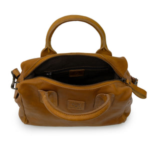 Samantha: Women's Tan Leather Grab Handbag