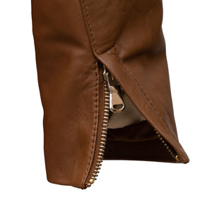 Sophie: Women's Tan Collarless Leather Jacket