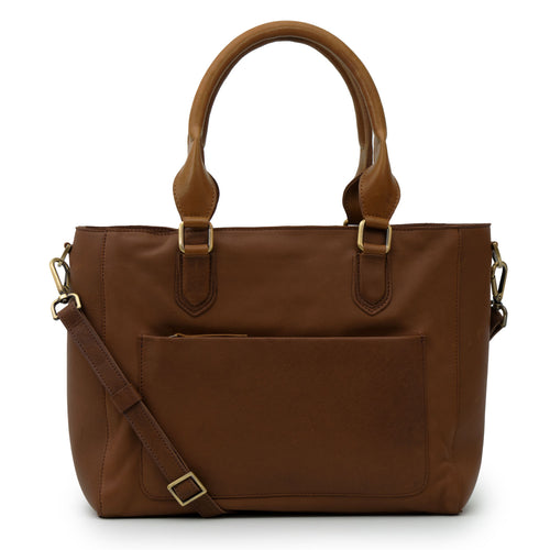 Zara: Women's Cognac Leather Shoulder bag