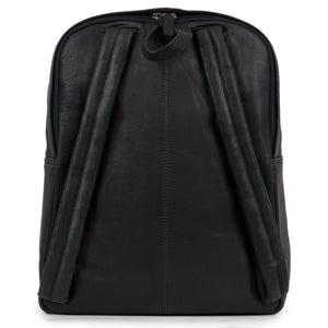 Women's Black Adriana Leather Backpack - rear view