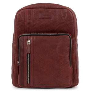 Women's Wine Adriana Leather Backpack - front view