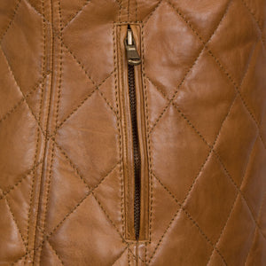 Alexis: Women's Tan Quilted Leather Gilet by Hidepark