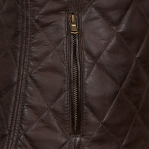 Pocket - Alexis: Women's Brown Quilted Leather Gilet by Hidepark