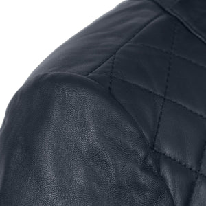 Women's Navy Annie Leather Jacket - shoulder detail