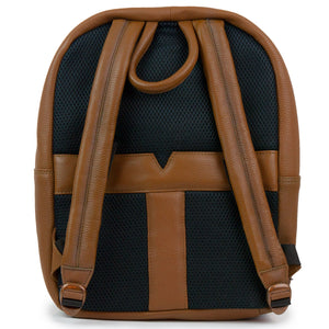 Women's Cognac Leather Backpack Arabella - rear view
