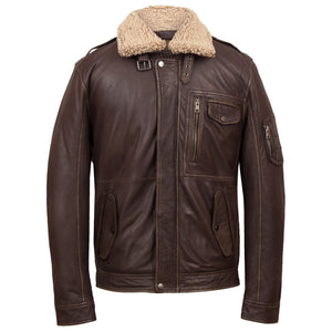 Archer: Men's Brown Collared Leather Jacket