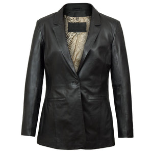 Beth: Women's Black Fitted Leather Blazer