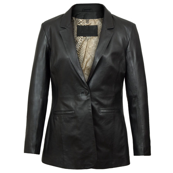 Beth Women s Black Fitted Leather Blazer