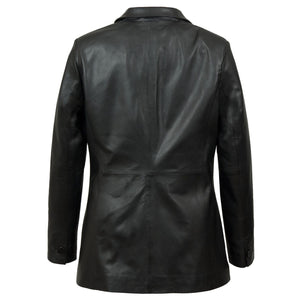 Beth: Women's Black Fitted Leather Blazer