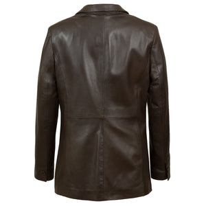 Beth: Women's Brown Fitted Leather Blazer