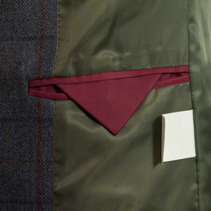 Blue tweed blazer Lomond inside pocket detail