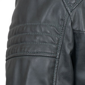 Mens Grey leather jacket : Budd