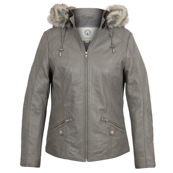 Light grey leather jacket womens hotsell