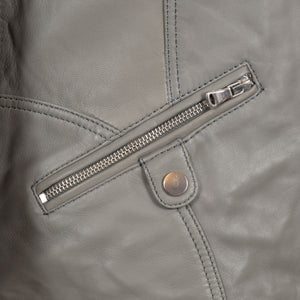 Carley Women’s Light Grey Leather Hooded Coat