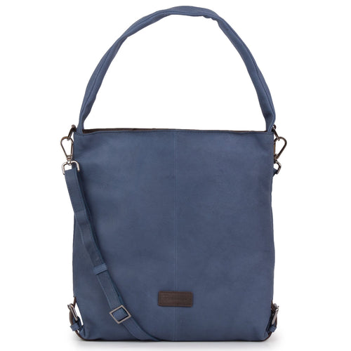 Women's Blue Cassandra Leather Shoulder bag - front view