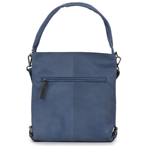 Women's Blue Cassandra Leather Shoulder bag - rear view