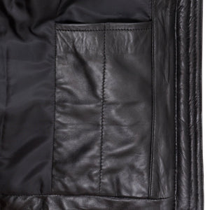 Inside pocket - Cathy: Women's Black Funnel Leather Gilet by Hidepark