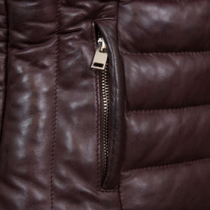Pocket - Cathy: Women's Burgundy Funnel Leather Gilet by Hidepark