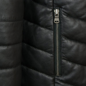 Daisy: Women's Black Leather Padded Coat