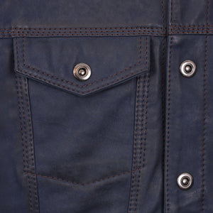 Elvis: Men's Blue Denim Style Leather Jacket