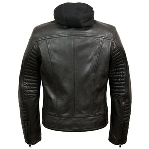 Emerson Men's Black Hooded Leather Jacket by Hidepark