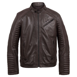 Emerson Men's Brown Hooded Leather Jacket by Hidepark