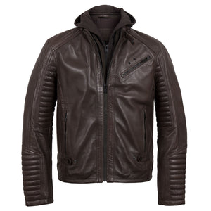 Brown Emerson Leather Jacket - front view