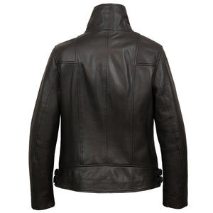 Emilia Black Leather Jacket - rear view