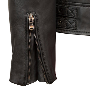Emilia Black Leather Jacket - open cuffs