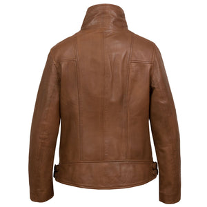 Cognac Emilia Leather Jacket - rear view