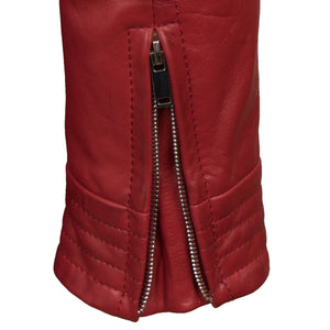 Evie: Women's Red Leather Biker Jacket