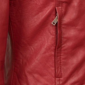 Evie: Women's Red Leather Biker Jacket