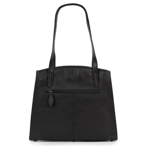 Women's Black Leather Handbag Fiona - rear view