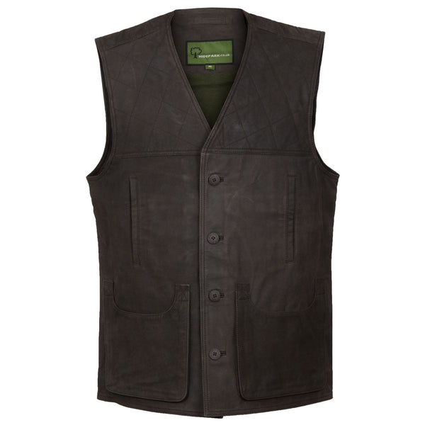 G010: Men's Green Leather Gilet / Shooting Vest