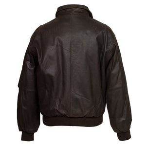 gents b brown leather jacket back image
